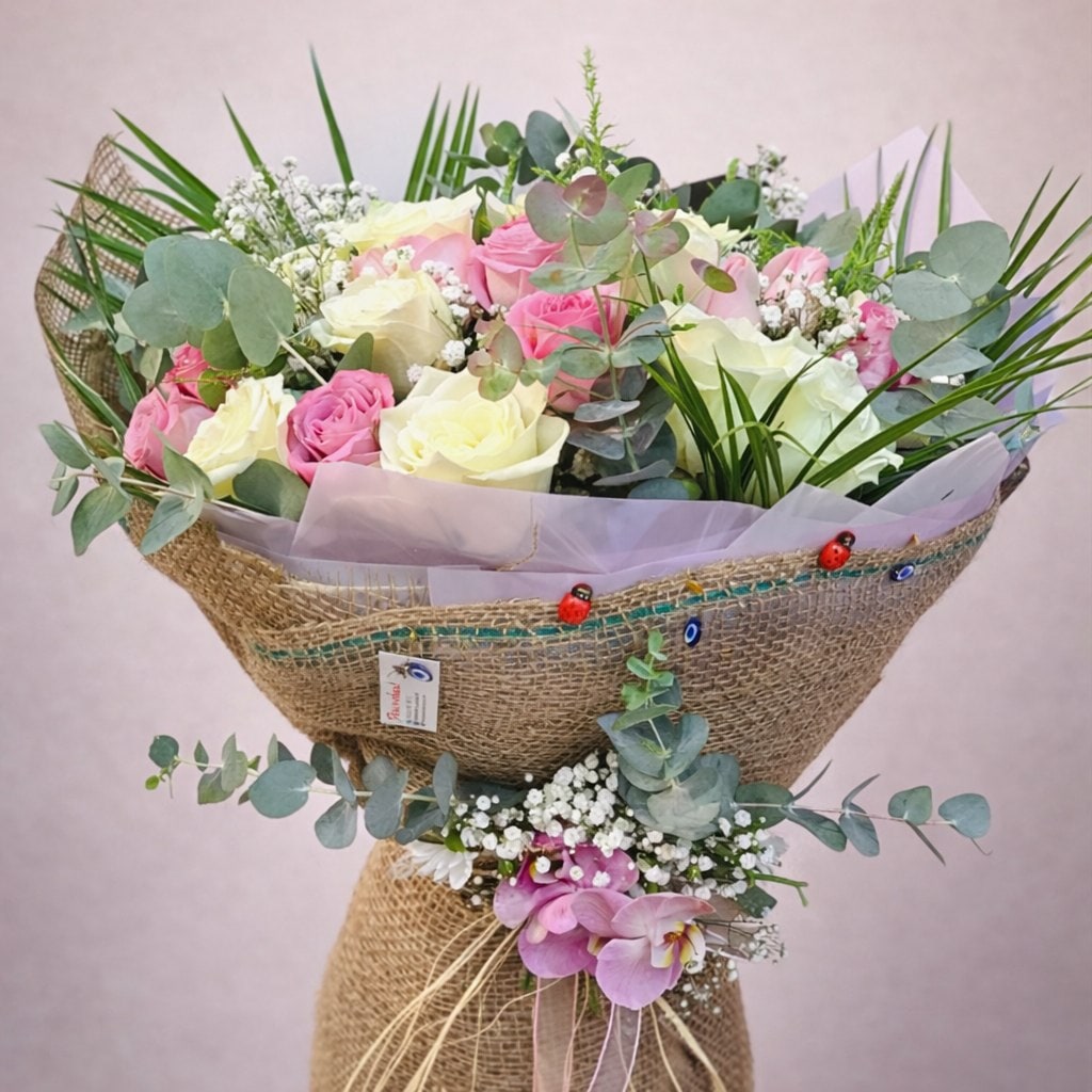 Rustik Pembe Gül Buketi